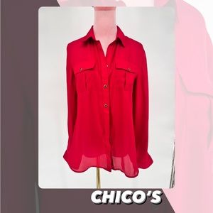 EUC Chico’s Chiffon Button Front Top